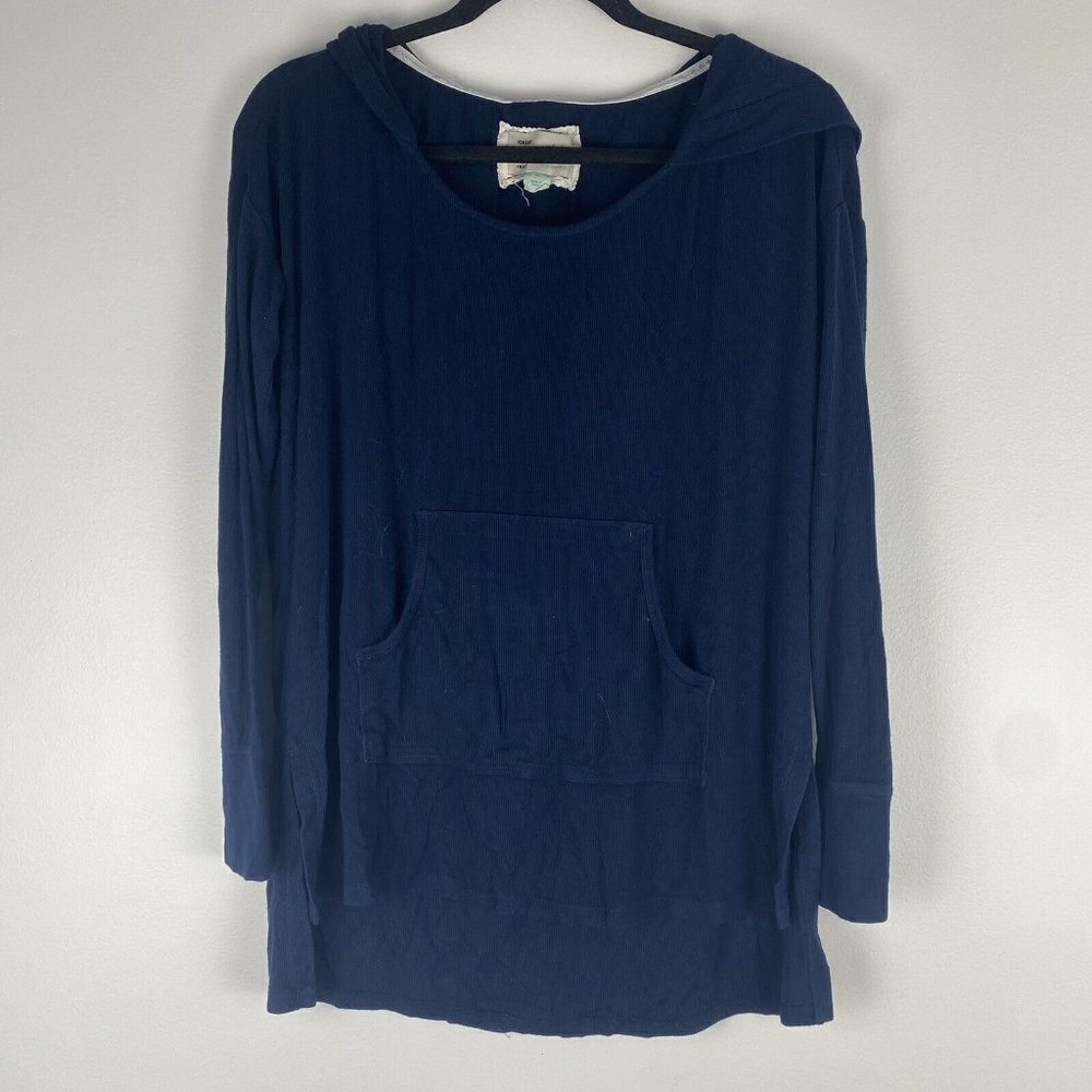 Anthropologie Saturday Sunday Women's Pullover Hoodie Size XS Navy Blue Ribbed
